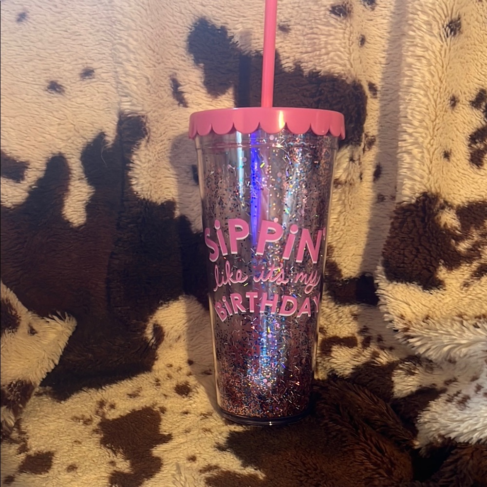 Pink Glitter Birthday Tumbler